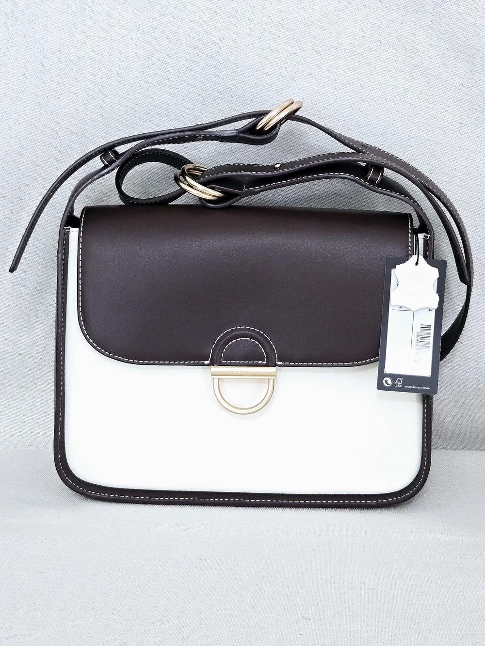 PEDRO Jean Leather Satchel Bag - Medium Multi Brown Cream Crossbody NWT